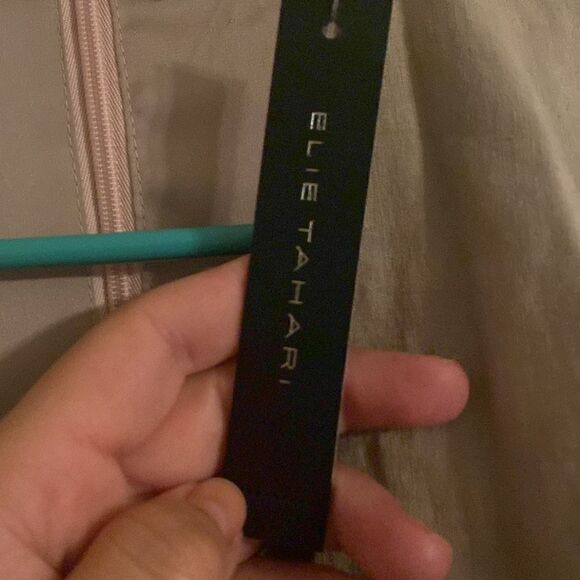 NWT Elle Tahari Taupe Beige Linen Satin Lined Sleeveless Dress - Picture 5 of 10